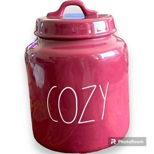 Rae Dunn Cozy Burgundy Cookie Jar/Canister